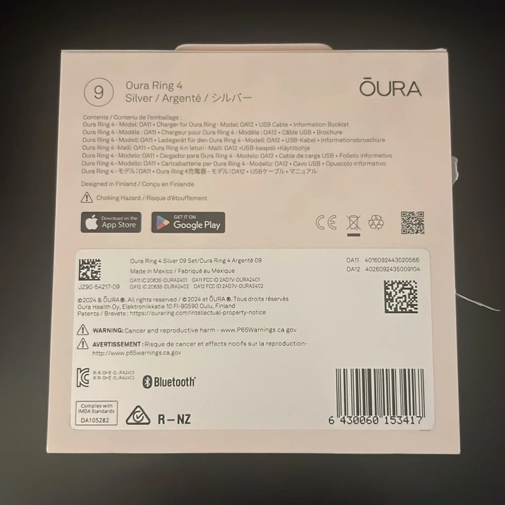 OURA Ring GEN 4 - Brand New in Box! SILVER Smart Ring Size 9